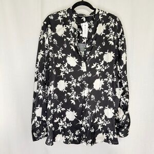 Lane Bryant Women's Floral Satin Open Collar Shirt